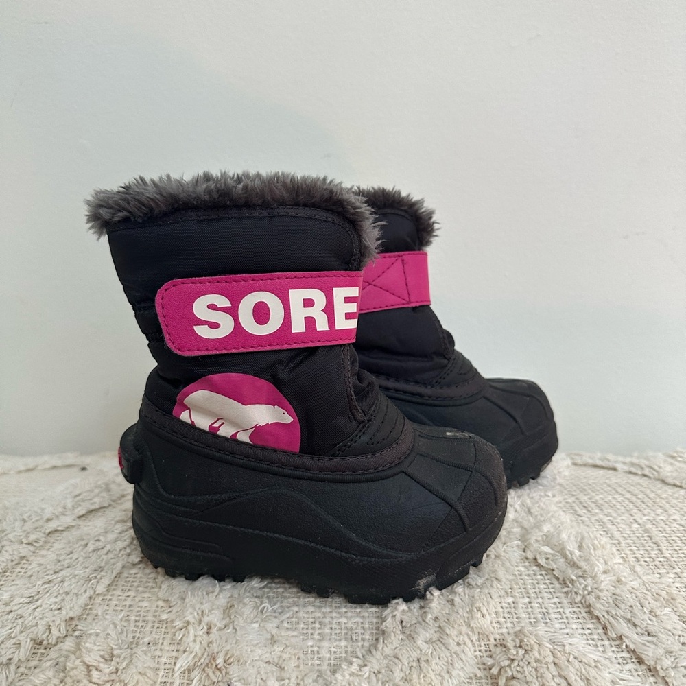 Sorel Black Boots with Pink Accents